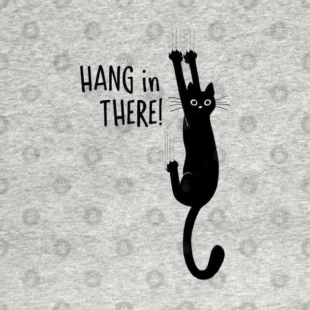 Hang in There Black Cat Hanging On by Coffee Squirrel